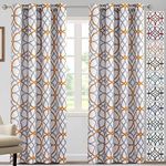 H.VERSAILTEX Geometry Line Darkening Mustard and Grey Window Curtain Panel Set for Living, Dining Room, Bedroom, Home Fashion Thermal Window Curtains for Hall Room (1 Pair, 52 by 84-Inch)