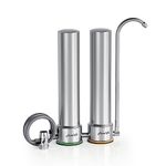 Frizzlife DS99-S Countertop Water Filter System, 8-Stage Stainless Steel Faucet Water Filtration, 0.5 Micron NSF Certified Elements Reduces 99.99% Lead, Chlorine, Heavy Metals, Scale and Limes