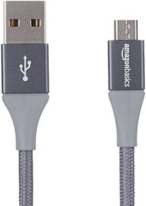 Amazon Basics Micro USB to USB-A 2.0 Fast Charging Cable, Nylon Braided Cord, 480Mbps Transfer Speed, 6 Foot, Dark Gray