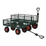 Heavy Duty 300KG Green Garden Trolley Mesh Cart Wagon Dump Wheelbarrow Tipper Truck 4Wheel,L96*W51cm