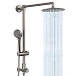 Fennocasa Polaris 1 Rain Shower System, includes 8” Rainfall Shower Head with High Pressure Handheld Combo, 3-Setting Handheld Spray, Height Adjustable Spray Holder, 60” Hose (Brushed Nickel)