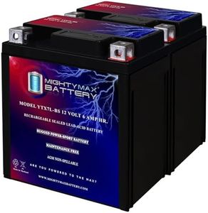 Mighty Max Battery YTX7L-BS 12V 6AH Sealed AGM Battery for Motorcycle - 2 Pack