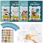 THE TWIDDLERS 12 Farm Colouring Books for Kids, A5 Size - Animal Designs with 48 Crayons & 12 Sticker Sheets, Birthday Party Favours, Classroom Activity, Age 4-8, Mini Colouring Books for Party Bags