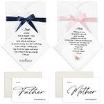 Sherr 2 Sets Wedding Handkerchiefs Mother of The Bride, Father of The Bride Gifts from Daughter Keepsake Hankie Wedding Gifts