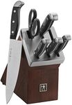 HENCKELS Statement Kitchen Knife Set, 7-pc, Knife Sharpener, Professional Chef Knife Set, Chef Knife Set, Paring Knife, Utility Knife, Dark Brown