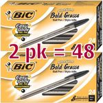 Bic Cristal Bold, 1.6 mm Ball Pen, Black - Pack of 48 (MSBP241-BKx2)