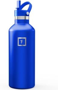 IRON °FLASK Camping & Hiking Hydration Flask with Straw, Narrow Mouth Insulated Stainless Steel Sports Water Bottle - Cobalt 32 oz - Straw (1 Lid)