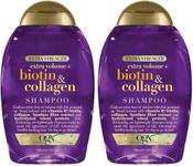 OGX Thick & Full + Biotin & Collagen Extra Strength Volumizing Shampoo with Vitamin B7 & Hydrolyzed Wheat Protein for Fine Hair. Sulfate-Free Surfactants for Thicker, Fuller Hair, 13 Fl Oz (Pack of 2)