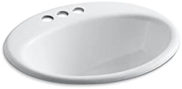 KOHLER K-2905-4-0 Farmington Self-Rimming Bathroom Sink, White