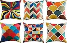 TIDWIACE Set of 6 Color Cushion Cover Outdoor Furniture Decorative Linen - Throw Pillow case for Home Office Sofa Bedroom Car Garden, Double-sided printing Invisible Zipper 45x45cm/18x18 Inch