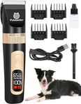 Petsaunter Dog Clippers for Grooming, 4-Speed & LCD, Low Noise Electric Dog Grooming Kit, Cordless Rechargeable Dog Hair Clippers, Super Quiet for Dogs & Pets with Thick or Heavy Coats(C95)