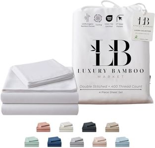 LB Luxury Bamboo Market Split King Size Sheet Set | 2 Fitted Sheets for Sleep Number & Adjustable Beds | Organically Grown | Ultra Soft & Cooling |100% Viscose | 17" Deep Pocket [Classic White]
