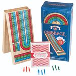 Brybelly Wooden 3 Track Cribbage Board with Free Deck of Cards