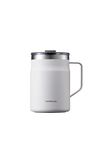 LocknLock Metro Mug Premium 18/8 Stainless Steel Double Wall Insulated with Handle Perfect for table with Lid, Off White, 16 oz