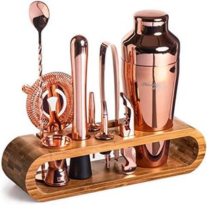 Mixology Bartender Kit: 10-Piece Bar Tool Set with Bamboo Stand | Perfect Home Bartending Kit and Martini Cocktail Shaker Set For a Perfect Drink Mixing Experience | Fun Housewarming Gift (Copper)