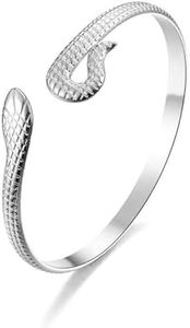 Shcyee Snake Bangle Bracelets for Women Fashion Vintage Stainless Steel Snake Bracelet Gothic Punk Jewelry Gift (Silver)