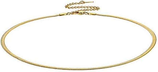 Snake Chain Necklace Herringbone Necklace 3mm Gold Choker Necklace for Women, 12"