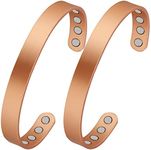 Feraco Copper Magnetic Bracelet for Men Women, 99.99% Pure Copper Cuff Bangle with Effective Neodymium Magnets, Copper Jewelry Gifts, 6.8 Inch x 0.35 Inch x 0.08 Inch, Metal, no gemstone