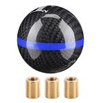 Aramox Gear Shift Knob, Car Universal Manual Carbon Fiber Knob Gear Shift Head Shifter Black 6 Speed (Black with Blue line)