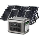 ALLPOWERS R2500 Solar Generator 2016Wh with 2x 200W Portable Monocrystalline Solar Panels, 4 X 2500W (4000W Surge) AC Outlets, Portable Power Station for Home Backup Outdoors Camping RV Emergency