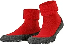 FALKE Men's Cosyshoe Slipper Socks, Cozy Warm, Merino Wool, Thick House Socks for Winter and Fall, Grips On Sole, Red (Fire 8150), 8-9, 1 Pair