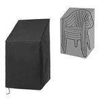 Patio Chair Covers, Heavy Duty High Back Outdoor Chair Cover, Waterproof Lounge Deep Seat Cover, Stackable Chairs Cover, Patio Furniture Covers Black