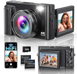 4K 64MP Appareil Photo Numérique avec WiFi, Appareil Photo Compact avec écran Rabattable à 180°avec Autofocus,16X Digital Zoom Appareil Photo avec Carte 32GB,Chargeur,2 Batteries pour Débutants