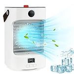 Portable Air Cooler Fan, 4000mAh USB Rechargeable Small Air Conditioner with 3 Speeds 7 Colors, 120° Adjustable Wind Direction Personal Mini Evaporative Coolers for Home Office Camping Travel 220ml