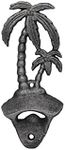 Hampton Nautical Rustic Silver Cast Iron Wall Mounted Palm Tree Bottle Opener 6" - Coastal Home Decor - Beach Theme