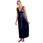 Miss Elaine Nightgown - Women's Silky Fitted Long Gown, Vintage Style, with a Deep V-Neckline - blue - 2X