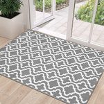 HEBE Indoor Door Mat Front Door Rug 32"x48" Low Profile Inside Doormat for Entryway Absorbent Welcome Doormats Non Slip Entrance Rug Floor Mat for Entry Kitchen Back Door Washable，Grey