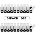 8GB USB Stick 50Pack, KOOTION USB Memory Stick 50Pack USB2.0 Flash Drive Swivel Design Pen Drive 8GB Memory Stick Fold Storage (50Pack, Black)