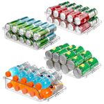 BingoHive 4 Packs Clear Width Adjustable Soda Can Organiser for Fridge Expandable Soda Can Dispenser for Beer Soda Seltzer Pop Can Soda Expand Organiser for Fridge Kitchen Pantry