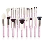 Jessup Makeup Brushes Set Professional, 25PCS Pink Premium Natural Powder Foundation Eyeshadow Blending Concealer Blush Highlight Labeled Brushes, T290