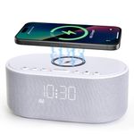 Sound Machine Alarm Clock Wireless Charger: Bluetooth 10W Stereo Sound Speaker Bedroom - White Noise Machine for Sleeping with 21 Soothing Sounds