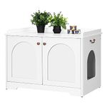 Hzuaneri Cat Litter Box Enclosure with Handles, Hidden Litter Box Furniture with Removable Partition, Wooden Pet House Side End Table, for Living Room, Bedroom, White CB05703X