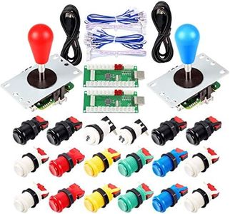 HAAMIIQII 2 Players Arcade DIY Parts Kit for MAME/PC/Raspberry Pi/PS3/Jamma/Windows System/Arcade Controllers Project, 2x USB Encoder + 2x Oval Head Joystick + 18x American Style Push Buttons