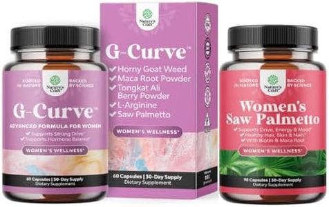 Bundle of G-Curve Butt and Breast Growth Capsules - Horny Goat Weed for Butt Growth Support with Muira Puama & Maca Root and Saw Palmetto for Women - DHT Blocker Hair Vitamins with Maca Root & Biotin