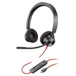 Poly Blackwire 3320 Wired Headset – Flexible Microphone Boom – Hi-fi Stereo - Connect to PC/Mac via USB-C or USB-A - Works with Teams/Zoom