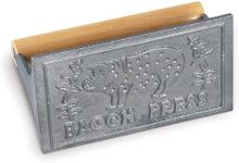 HIC Harold Import Co. 43202 Rectangular Bacon Press and Steak Weight, Heavyweight Cast Iron with Wooden Handle, for Grill Panini Burgers Bacon and Sausage