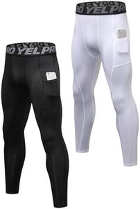 SPVISE Black/White Men's Compression Pants Workout Running Tights Leggings Sports Base Layer Pants Basketball Yoga Tights