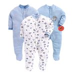 EIO Baby's Cotton All Over Printed Night Pajama Set s Pack Of 3 (Ax-Fr_Blue_6 Months-9 Months)