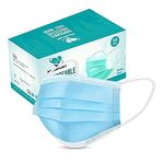 Medinain Unisex Nonwoven Fabric 3 Ply Disposable Built-In Adjustable Nose Pin, 95% Particle Filtration Efficiency CE and ISO and WHOGMP Certified Surgical Face Mask Without Valve (Blue, Pack of 100)