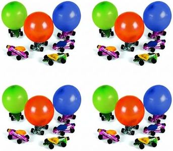 Fun Express Car balloon launcher toy set of 12 Race Car balloons - balloon powered car toy pump set for Kids | cause and effect toys for Early intervention toys for ages 1-3 | Fun Party Gift