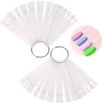 XFentech 100 PCS Clear Nail Swatches Fan-shaped Nail Swatch Sticks Nail Colour Display Tips - Transparent Art Tips Color Sticks with Metal Ring for Nail Salon and Beginners