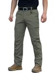 CARWORNIC Men's Quick Dry Hiking Pants Lightweight Water-Resistant Travel Fishing Outdoor Pants with Zipper Pockets, Army Green, 32