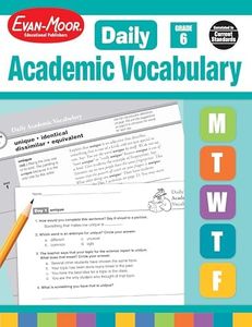 Evan-Moor Daily Academic Vocabulary Lessons, Grade 6, 36 Weeks of Instruction Give Students an Expanded Vocabulary Activities, Homeschooling and Classroom Resource Workbook, Definitions, Printables