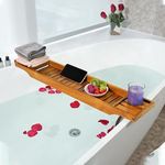 RuPS 30" Natural Wood Bathtub Tray Bath Caddy Bathroom Accessories Holder Bath Tub Bridge Shelf Table/Rack for Storage Organiser SPA Like Relax
