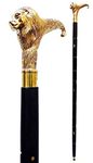 Holyratna Brass Walking Stick Solid Vintage Designer Lion Head Wooden Cane Antique Style