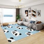 Panda Rug for Kids Bedroom - Panda Rug, Blue Cute Animal Rugs for Living Room Bedroom, Washable Non Slip Soft Square Carpet, Patterned Area Rugs & Home Decor 120x120 cm